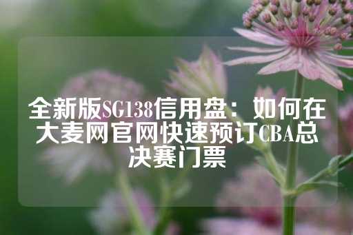 全新版SG138信用盘：如何在大麦网官网快速预订CBA总决赛门票