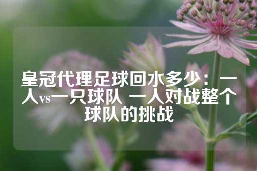 皇冠代理足球回水多少：一人vs一只球队 一人对战整个球队的挑战