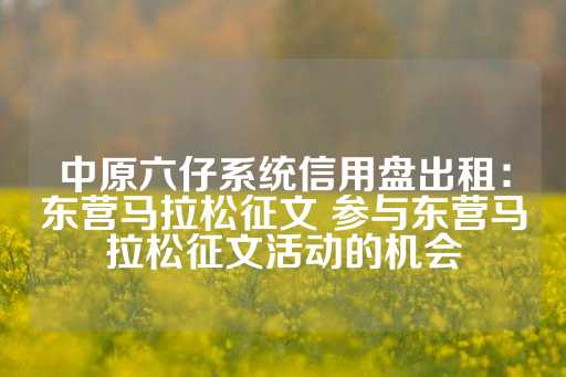 中原六仔系统信用盘出租：东营马拉松征文 参与东营马拉松征文活动的机会