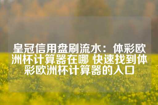 皇冠信用盘刷流水：体彩欧洲杯计算器在哪 快速找到体彩欧洲杯计算器的入口