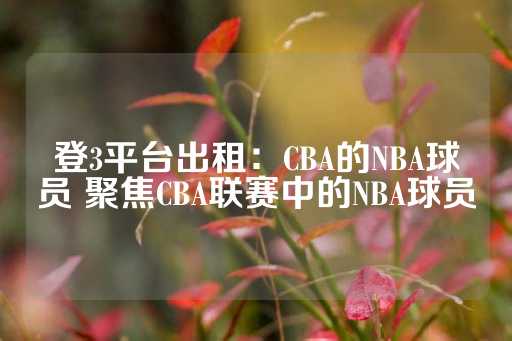 登3平台出租：CBA的NBA球员 聚焦CBA联赛中的NBA球员