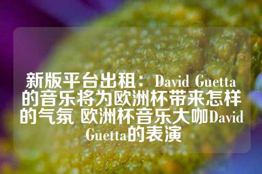 新版平台出租：David Guetta的音乐将为欧洲杯带来怎样的气氛 欧洲杯音乐大咖David Guetta的表演