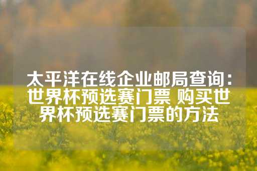 太平洋在线企业邮局查询：世界杯预选赛门票 购买世界杯预选赛门票的方法-第1张图片-皇冠信用盘出租