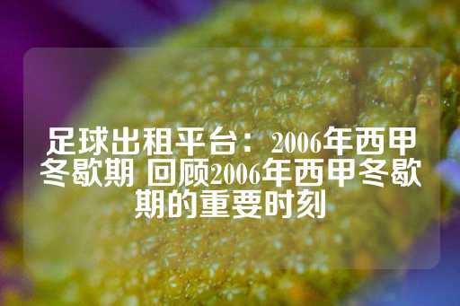 足球出租平台：2006年西甲冬歇期 回顾2006年西甲冬歇期的重要时刻-第1张图片-皇冠信用盘出租