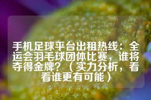 手机足球平台出租热线：全运会羽毛球团体比赛，谁将夺得金牌？（实力分析，看看谁更有可能）