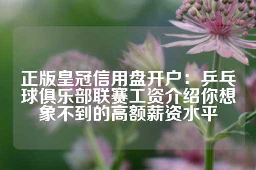 正版皇冠信用盘开户：乒乓球俱乐部联赛工资介绍你想象不到的高额薪资水平