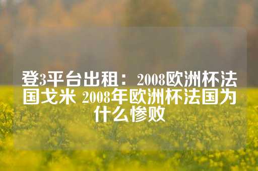 登3平台出租：2008欧洲杯法国戈米 2008年欧洲杯法国为什么惨败