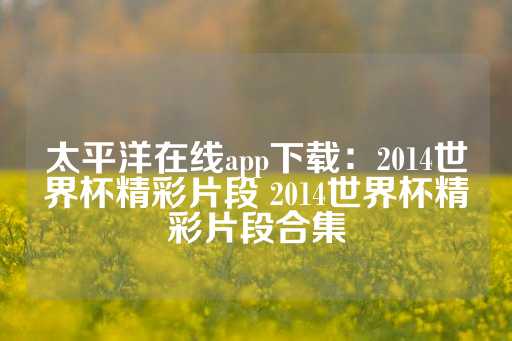 太平洋在线app下载：2014世界杯精彩片段 2014世界杯精彩片段合集