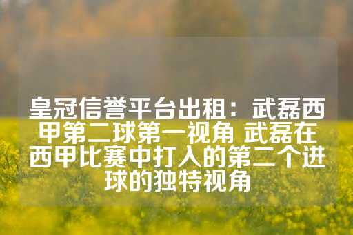 皇冠信誉平台出租：武磊西甲第二球第一视角 武磊在西甲比赛中打入的第二个进球的独特视角