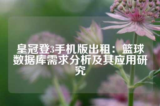 皇冠登3手机版出租：篮球数据库需求分析及其应用研究