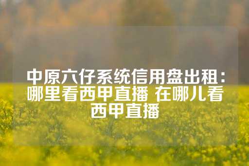 中原六仔系统信用盘出租：哪里看西甲直播 在哪儿看西甲直播-第1张图片-皇冠信用盘出租