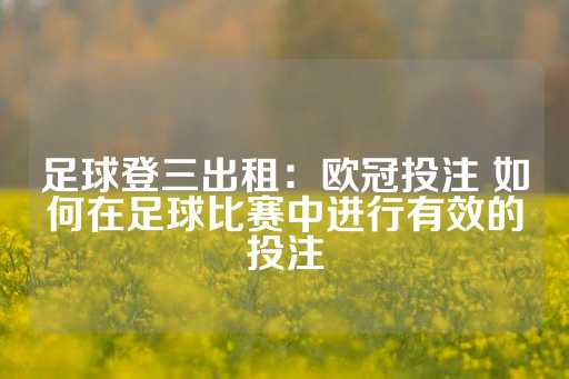 足球登三出租：欧冠投注 如何在足球比赛中进行有效的投注