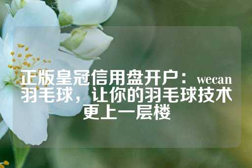 正版皇冠信用盘开户：wecan羽毛球，让你的羽毛球技术更上一层楼