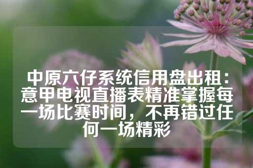 中原六仔系统信用盘出租：意甲电视直播表精准掌握每一场比赛时间，不再错过任何一场精彩