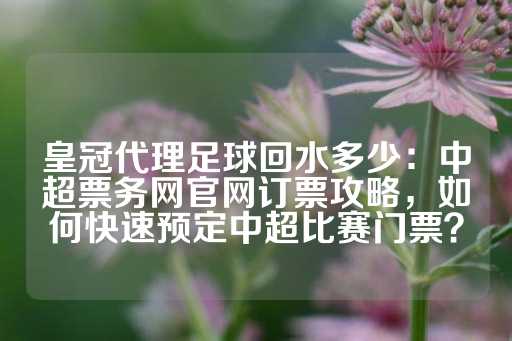 皇冠代理足球回水多少：中超票务网官网订票攻略，如何快速预定中超比赛门票？