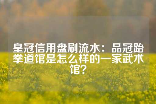 皇冠信用盘刷流水：品冠跆拳道馆是怎么样的一家武术馆？