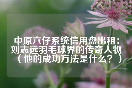 中原六仔系统信用盘出租：刘志远羽毛球界的传奇人物（他的成功方法是什么？）