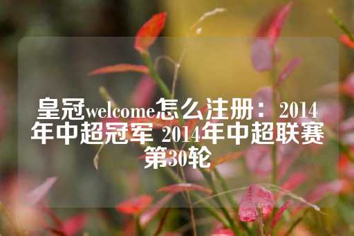 皇冠welcome怎么注册：2014年中超冠军 2014年中超联赛第30轮