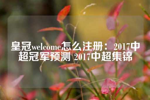 皇冠welcome怎么注册：2017中超冠军预测 2017中超集锦