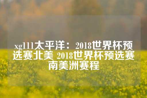 xg111太平洋：2018世界杯预选赛北美 2018世界杯预选赛南美洲赛程