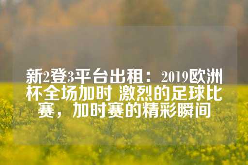 新2登3平台出租：2019欧洲杯全场加时 激烈的足球比赛，加时赛的精彩瞬间-第1张图片-皇冠信用盘出租