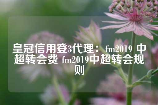 皇冠信用登3代理：fm2019 中超转会费 fm2019中超转会规则-第1张图片-皇冠信用盘出租