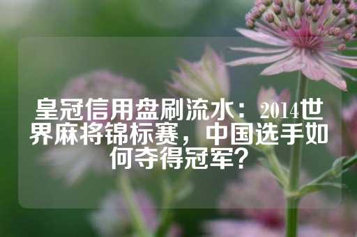 皇冠信用盘刷流水：2014世界麻将锦标赛，中国选手如何夺得冠军？-第1张图片-皇冠信用盘出租