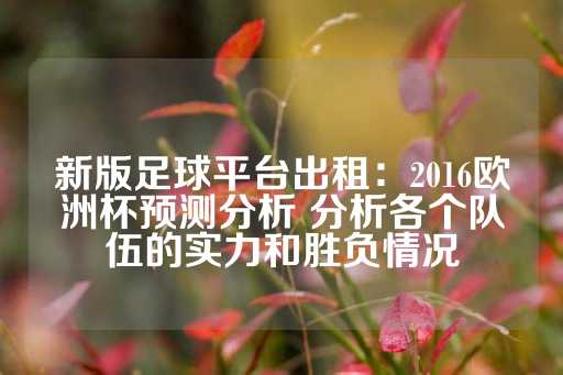 新版足球平台出租：2016欧洲杯预测分析 分析各个队伍的实力和胜负情况