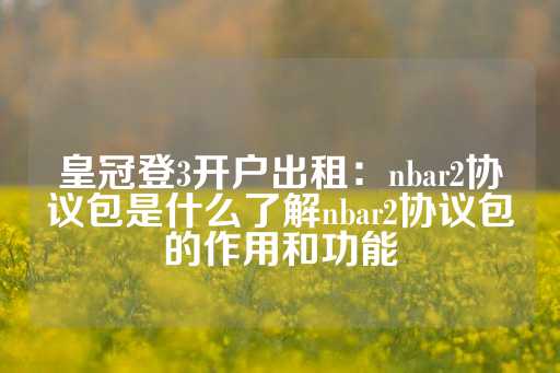 皇冠登3开户出租：nbar2协议包是什么了解nbar2协议包的作用和功能