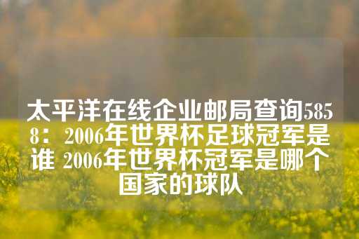 太平洋在线企业邮局查询5858：2006年世界杯足球冠军是谁 2006年世界杯冠军是哪个国家的球队