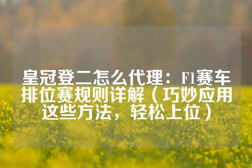 皇冠登二怎么代理：F1赛车排位赛规则详解（巧妙应用这些方法，轻松上位）