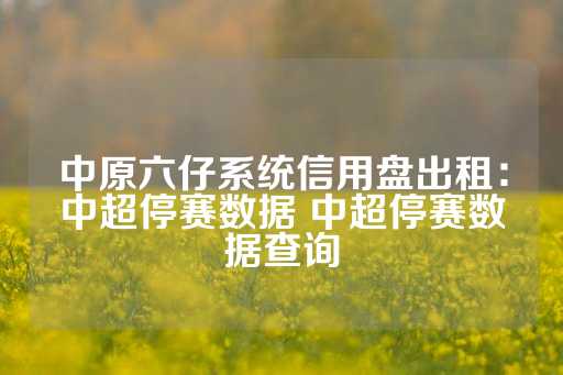 中原六仔系统信用盘出租：中超停赛数据 中超停赛数据查询