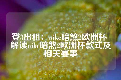 登3出租：nike暗煞2欧洲杯 解读nike暗煞2欧洲杯款式及相关赛事-第1张图片-皇冠信用盘出租