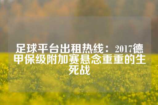 足球平台出租热线：2017德甲保级附加赛悬念重重的生死战-第1张图片-皇冠信用盘出租