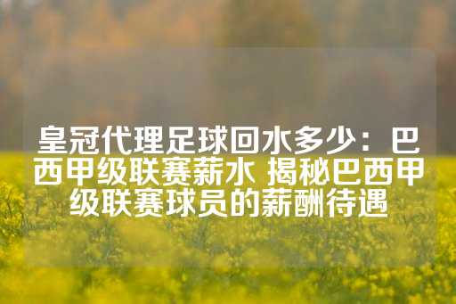 皇冠代理足球回水多少：巴西甲级联赛薪水 揭秘巴西甲级联赛球员的薪酬待遇