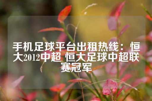 手机足球平台出租热线：恒大2012中超 恒大足球中超联赛冠军-第1张图片-皇冠信用盘出租