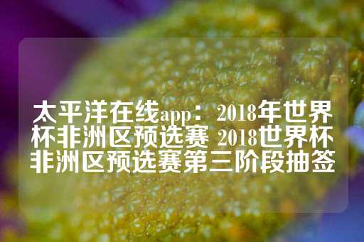 太平洋在线app：2018年世界杯非洲区预选赛 2018世界杯非洲区预选赛第三阶段抽签-第1张图片-皇冠信用盘出租