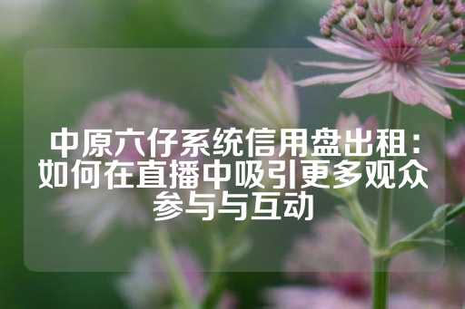 中原六仔系统信用盘出租：如何在直播中吸引更多观众参与与互动-第1张图片-皇冠信用盘出租