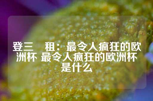 登三岀租：最令人疯狂的欧洲杯 最令人疯狂的欧洲杯是什么