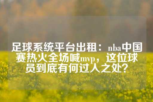 足球系统平台出租：nba中国赛热火全场喊mvp，这位球员到底有何过人之处？