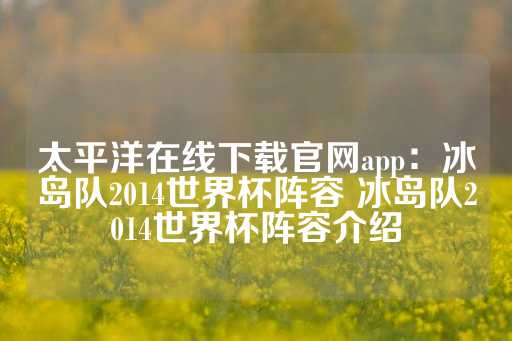 太平洋在线下载官网app：冰岛队2014世界杯阵容 冰岛队2014世界杯阵容介绍