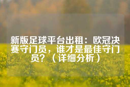 新版足球平台出租：欧冠决赛守门员，谁才是最佳守门员？（详细分析）