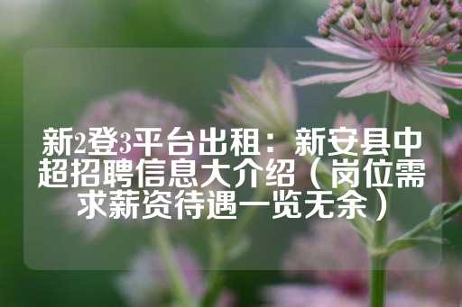 新2登3平台出租：新安县中超招聘信息大介绍（岗位需求薪资待遇一览无余）