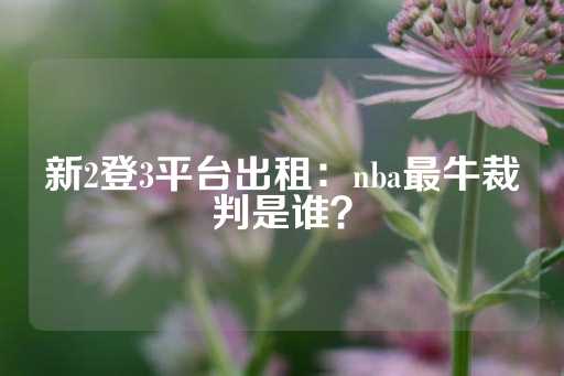 新2登3平台出租：nba最牛裁判是谁？