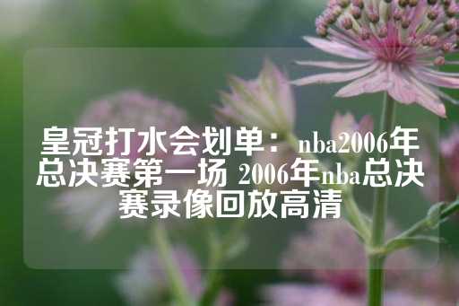 皇冠打水会划单：nba2006年总决赛第一场 2006年nba总决赛录像回放高清