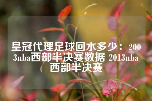 皇冠代理足球回水多少：2003nba西部半决赛数据 2013nba西部半决赛-第1张图片-皇冠信用盘出租