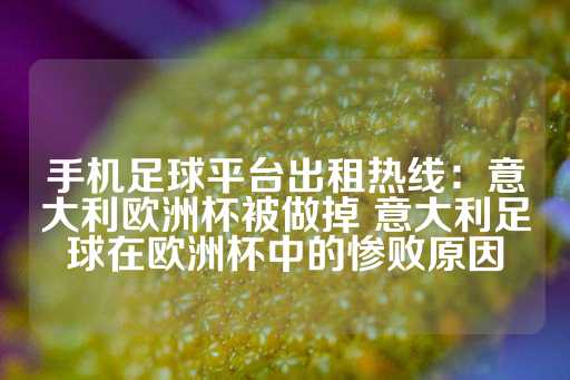 手机足球平台出租热线：意大利欧洲杯被做掉 意大利足球在欧洲杯中的惨败原因