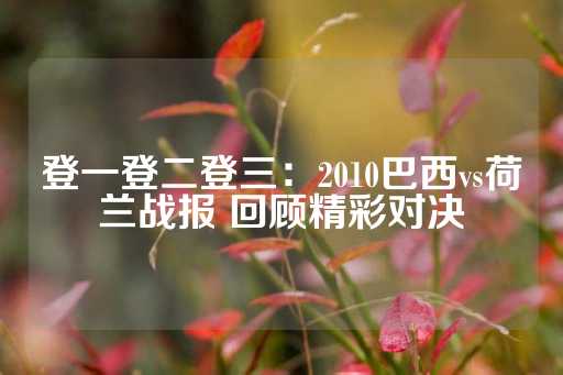 登一登二登三：2010巴西vs荷兰战报 回顾精彩对决