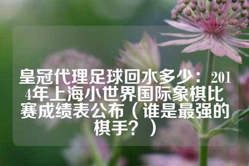 皇冠代理足球回水多少：2014年上海小世界国际象棋比赛成绩表公布（谁是最强的棋手？）-第1张图片-皇冠信用盘出租