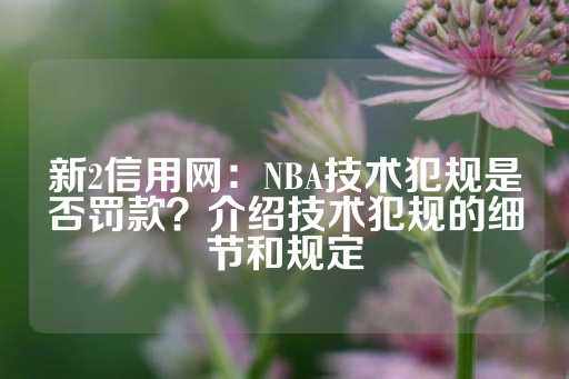 新2信用网：NBA技术犯规是否罚款？介绍技术犯规的细节和规定-第1张图片-皇冠信用盘出租